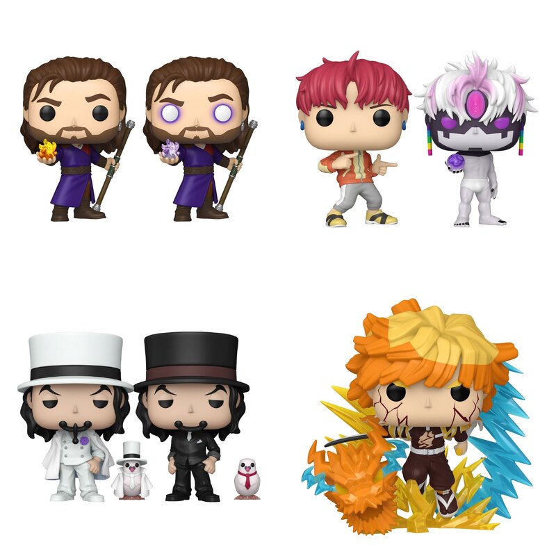 Funko POP! w wersji standardowej i chase: Gale z Baldur's Gate 3, Jiji z Dandadan, Rob Lucci z One Piece, Zenitsu z Demon Slayer