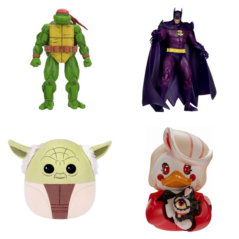Kolekcja figurek różnych typów: NECA, McFarlane Toys, Squishmallow i Tubbz