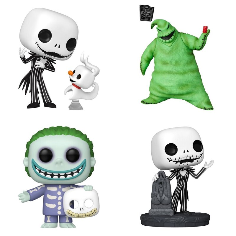 Figurki z Miasteczka Halloween: Jack i Zero, Oogie Boogie, Barrell, Jack z nagrobkiem