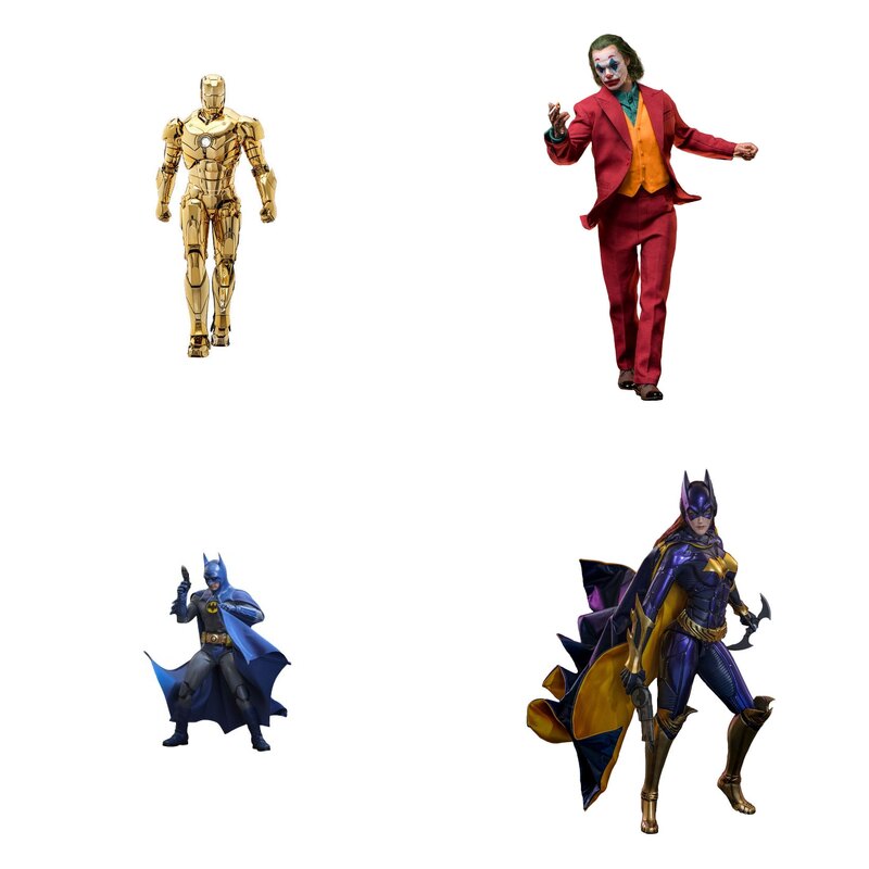Figurki kolekcjonerskie Hot Toys w skali 1/6: Iron Man, Joker, Batman i Batgirl