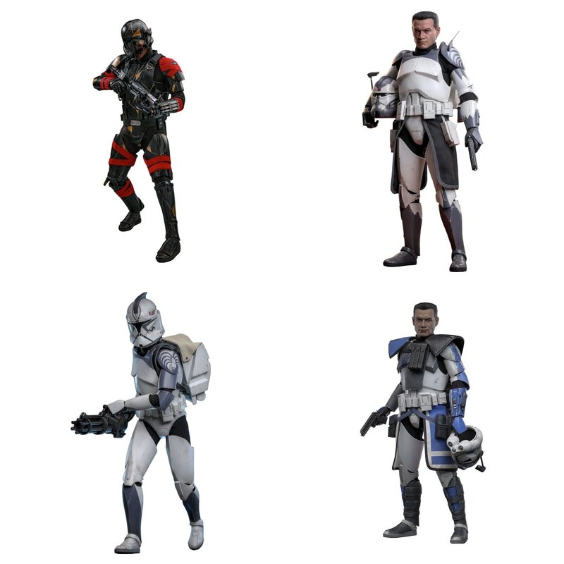 Figurki Hot Toys ze Star Wars w skali 1/6: Death Trooper, Clone Commander Wolffe, Wolfpack Clone Trooper i Arc Trooper Echo