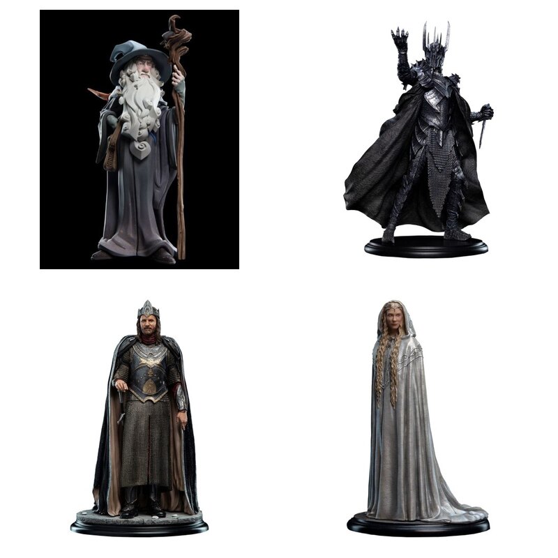 Figurki i statuetki z Władcy Pierścieni: Gandalf, Sauron, Aragorn i Galadriel