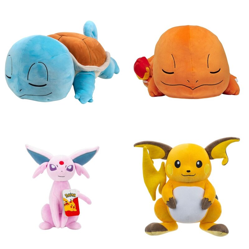 Pluszaki Pokemon Jazwares - Squirtle, Charmander, Espeon i Raichu